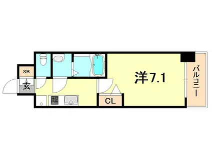 プレサンス兵庫ヴィアーレ(1K/6階)の間取り写真