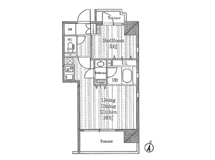 南麻布パークハイツ(1LDK/5階)の間取り写真
