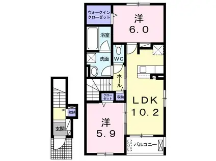 クレメント桜の町(2LDK/2階)の間取り写真