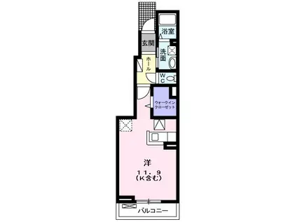 コリーヌ三重(ワンルーム/1階)の間取り写真