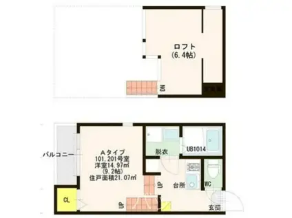 YS クリエイト(1K/2階)の間取り写真