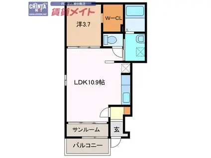 ハイシード平和(1LDK/1階)の間取り写真