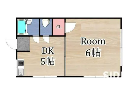 サンハイム(1DK/2階)の間取り写真