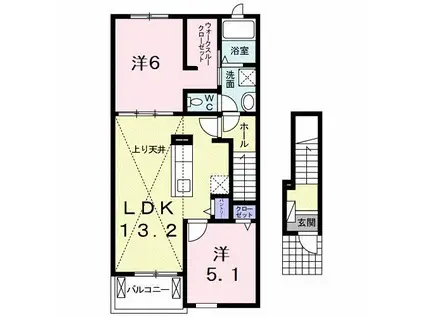 メゾン コンソラトゥールA・B(2LDK/2階)の間取り写真