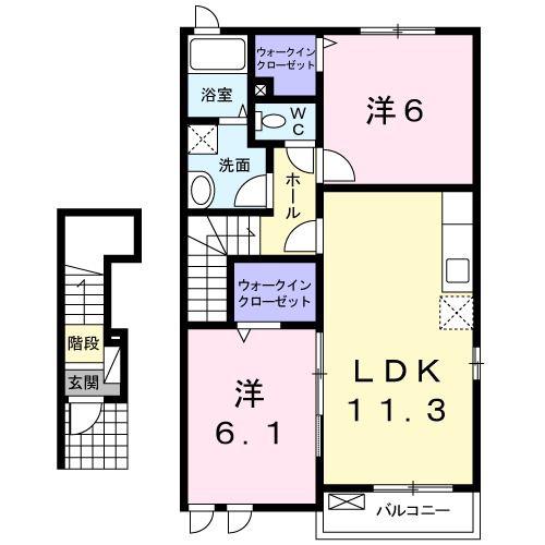 レジデンス・KA(2LDK/2階)の間取り写真