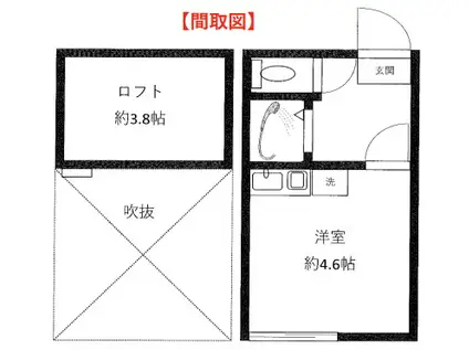 アーバンヴィラ東川口(ワンルーム/2階)の間取り写真