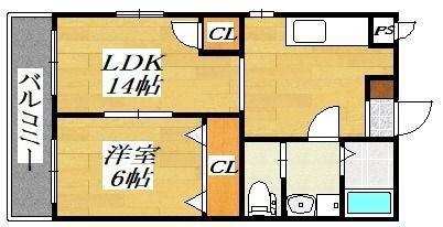 リファレンス三郎丸(1LDK/4階)の間取り写真