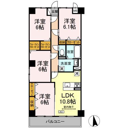 グランヴェールにしすな(4LDK/2階)の間取り写真