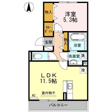 リアン トゥール(1LDK/2階)の間取り写真