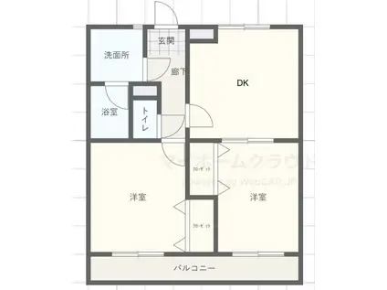 ベロウ川崎(2DK/3階)の間取り写真