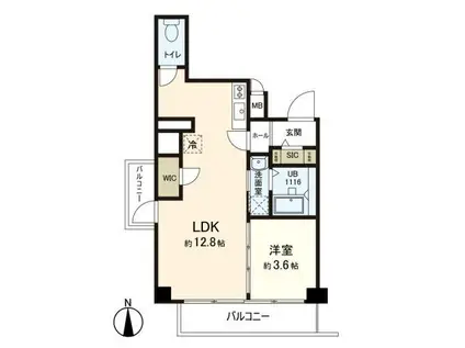 チュリス中町(1LDK/8階)の間取り写真