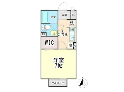 メイユール(1K/2階)の間取り写真