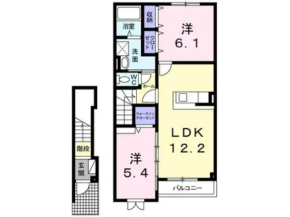 ハピネス木場(2LDK/2階)の間取り写真