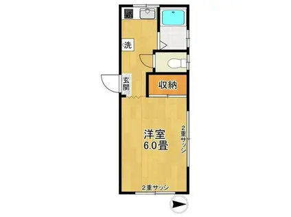 コーポミヤマ(1K/2階)の間取り写真