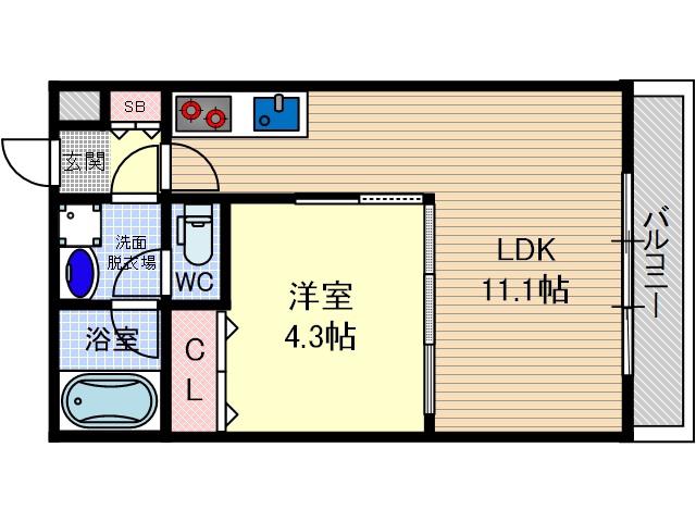 メゾンプレジール(1LDK/3階)の間取り写真