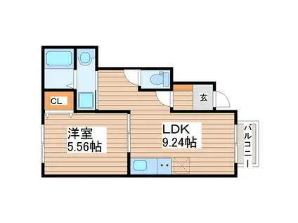グランコートY(1LDK/1階)の間取り写真