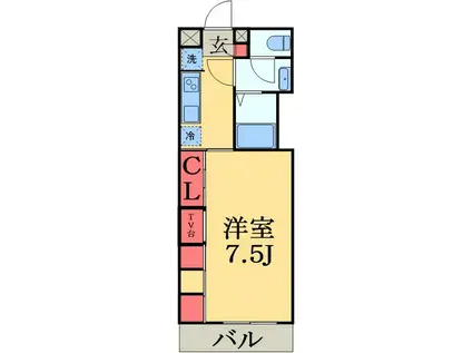 リブリ・シャングリラ勝田台北(1K/2階)の間取り写真