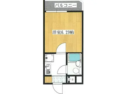 ラフィニアさいたま新都心(1K/2階)の間取り写真