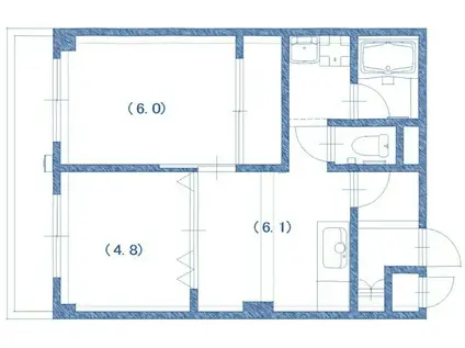 港ハイム(2DK/1階)の間取り写真