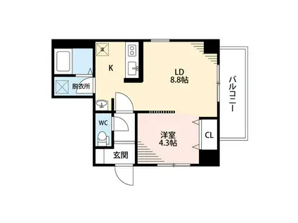 ブラスト万代(1LDK/4階)の間取り写真