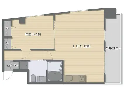 ソミュール南栄(1LDK/6階)の間取り写真