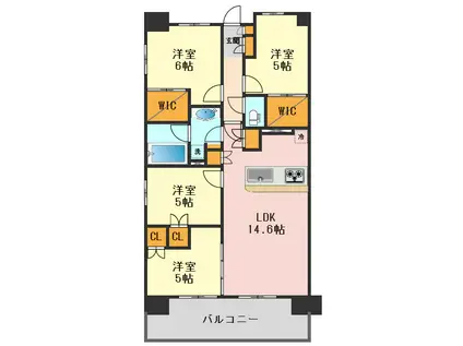 シティータワー金町 レジデンス棟C(4LDK/8階)の間取り写真