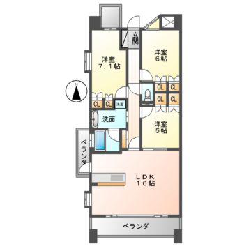 LASANTE東白壁(3LDK/9階)の間取り写真