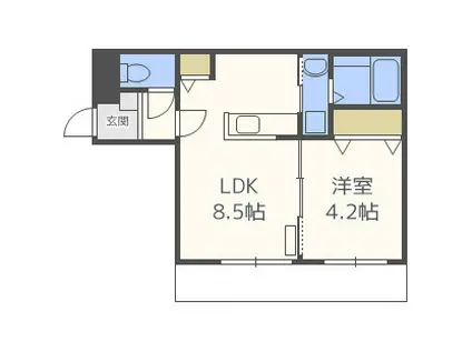 GLACIER澄川(1LDK/1階)の間取り写真