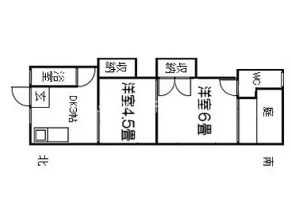 ＪＲ和歌山線 岩出駅 徒歩25分 2階建 築52年(2K/1階)の間取り写真