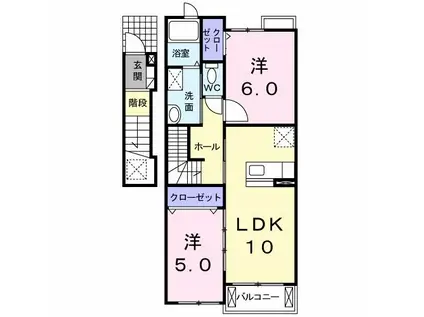 ブリッサ・ベル(2LDK/2階)の間取り写真