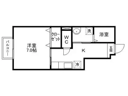 サンライズ多賀城A棟(1K/1階)の間取り写真