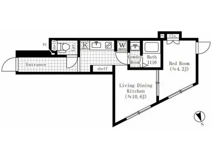 CREATIF池袋本町(1LDK/4階)の間取り写真