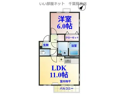 パークサイドB(1LDK/2階)の間取り写真