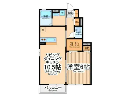 多摩都市モノレール 桜街道駅 徒歩20分 2階建 築19年(1LDK/1階)の間取り写真