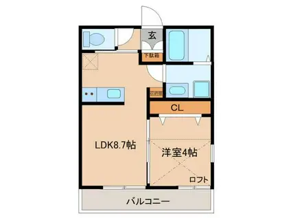 パーチェ成田(1LDK/2階)の間取り写真