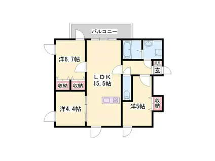 ルークレジデンスNUEVE(3LDK/2階)の間取り写真