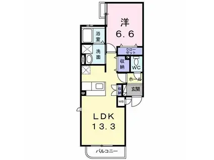 ジラソーレ(1LDK/1階)の間取り写真