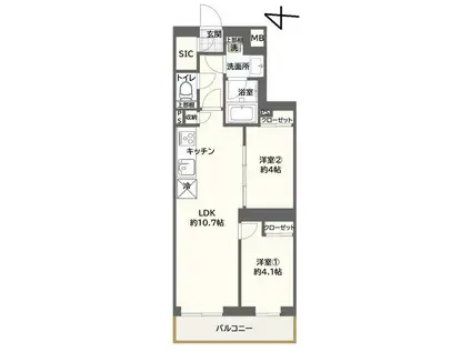 MIND梅島(2LDK/3階)の間取り写真