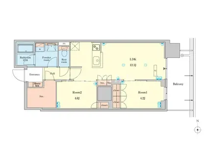 RJR堺筋本町タワー(2LDK/7階)の間取り写真