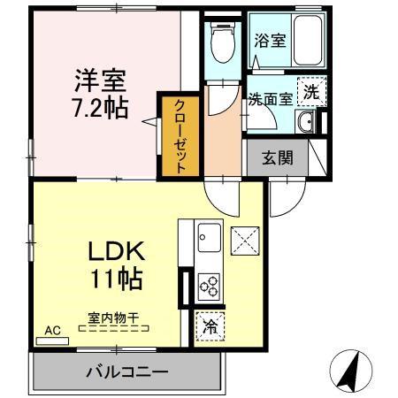 プランドールAI(1LDK/1階)の間取り写真