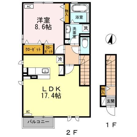 NEOS(1LDK/2階)の間取り写真