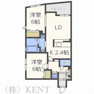 SOLEADO南4条(2LDK/5階)の間取り写真
