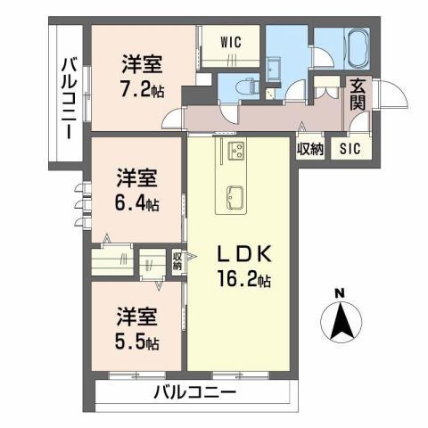 エーデルワイス(3LDK/2階)の間取り写真