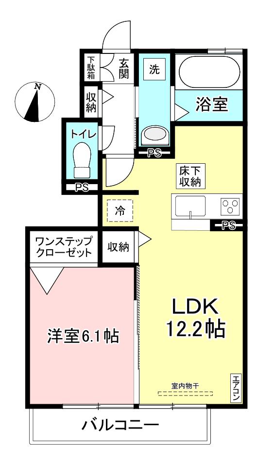 ヴェルジェII(1LDK/1階)の間取り写真