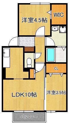 メゾングランモア(2LDK/2階)の間取り写真