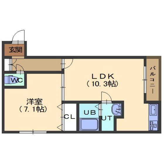 BRILLER五稜郭(1LDK/2階)の間取り写真