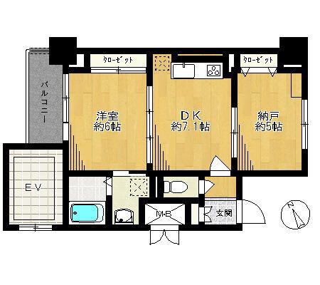 サウスERNCROSS鵠沼(1SDK/2階)の間取り写真
