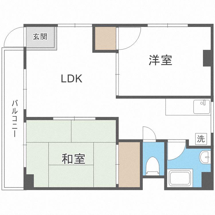 青風ハイツ(2LDK/8階)の間取り写真
