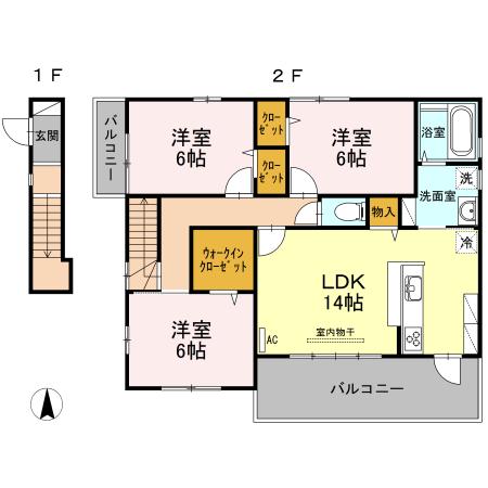 D-ROOM大門(3LDK/2階)の間取り写真