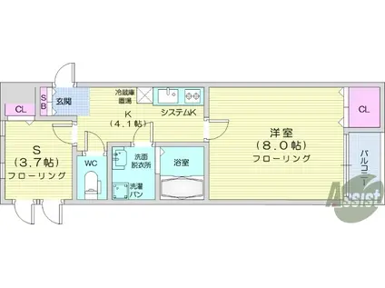 AZUL塩釜(1SK/1階)の間取り写真